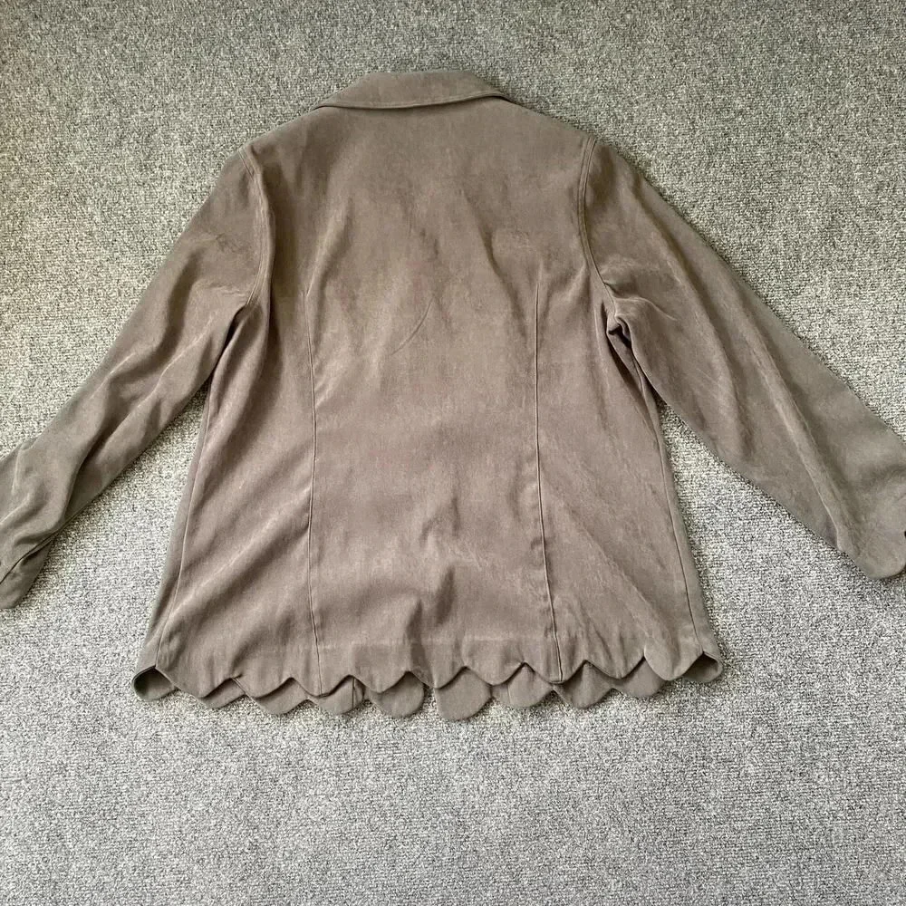 Roamans Womens Plus Shirt Jacket Scallop Hem 14W - Picture 2 of 12